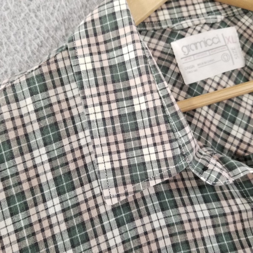 Gramicci Shirt Mens XL Green Plaid Long Sleeve Button Up Cotton Outdoor